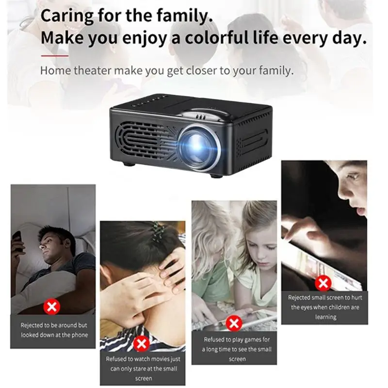 LEORY Newest 7500 Lumens 1080P HD LED Portable Projector 320x240 Resolution Multimedia Home Cinema Movie Beamer Video Theater