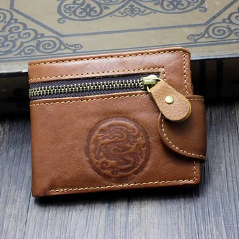 

New Men's Vintage Genuine Leather Wallet ID windows Card case Purse Brown