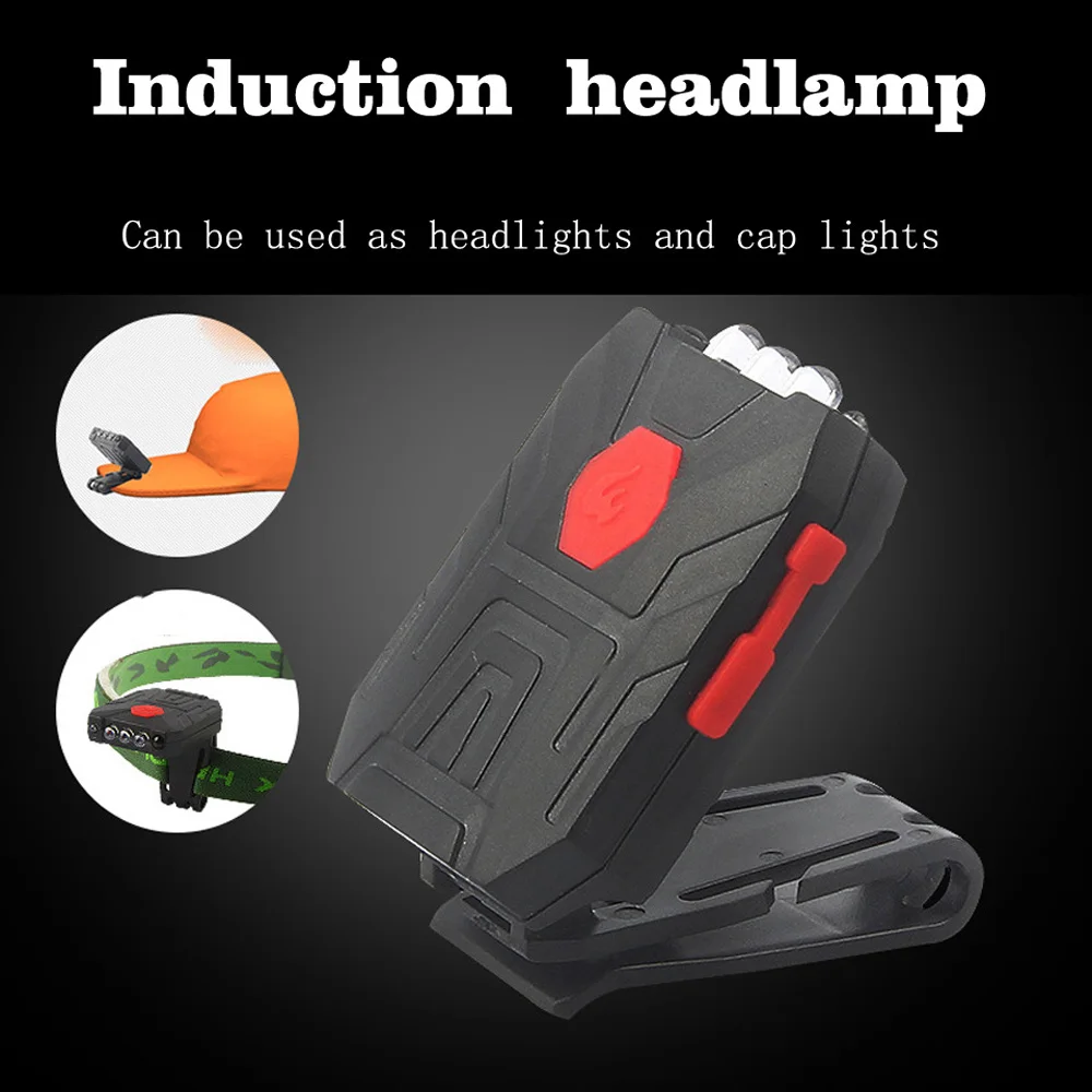 

USB Charge Body Sensor Headlight 3LED Camping lamp Portable lantern Gesture switch Headlight For Fishing emergency Outdoor sport