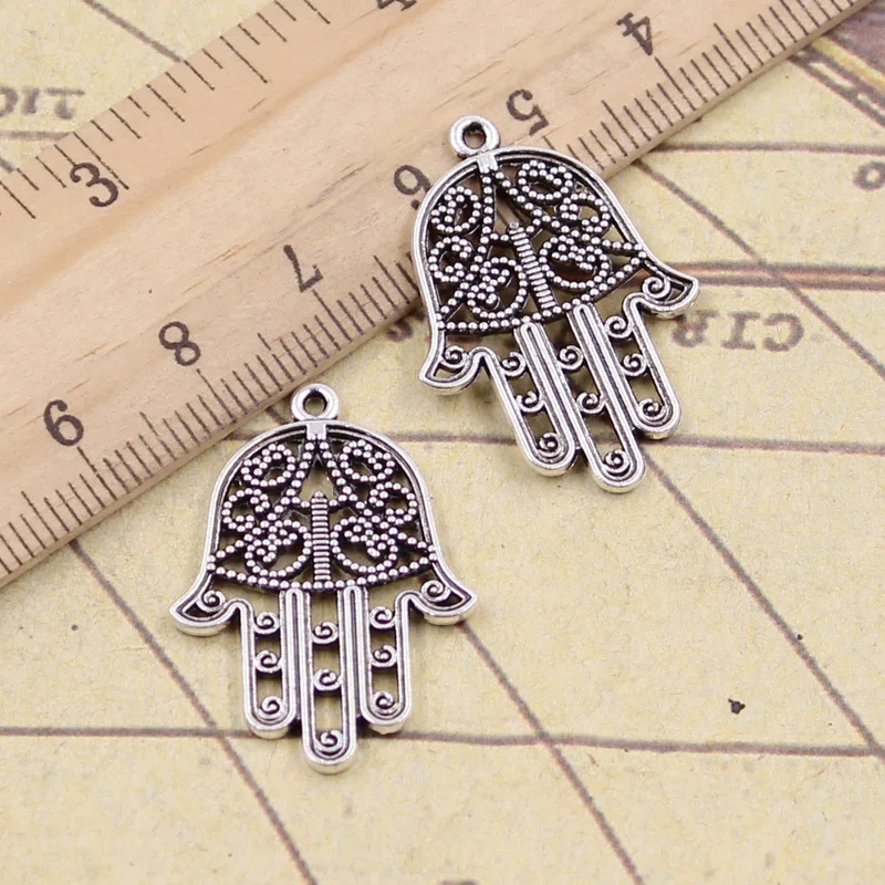 15 шт. подвески Fatima Hand Hamsa защита ладони 30x22 мм тибетские бронзовые серебряные