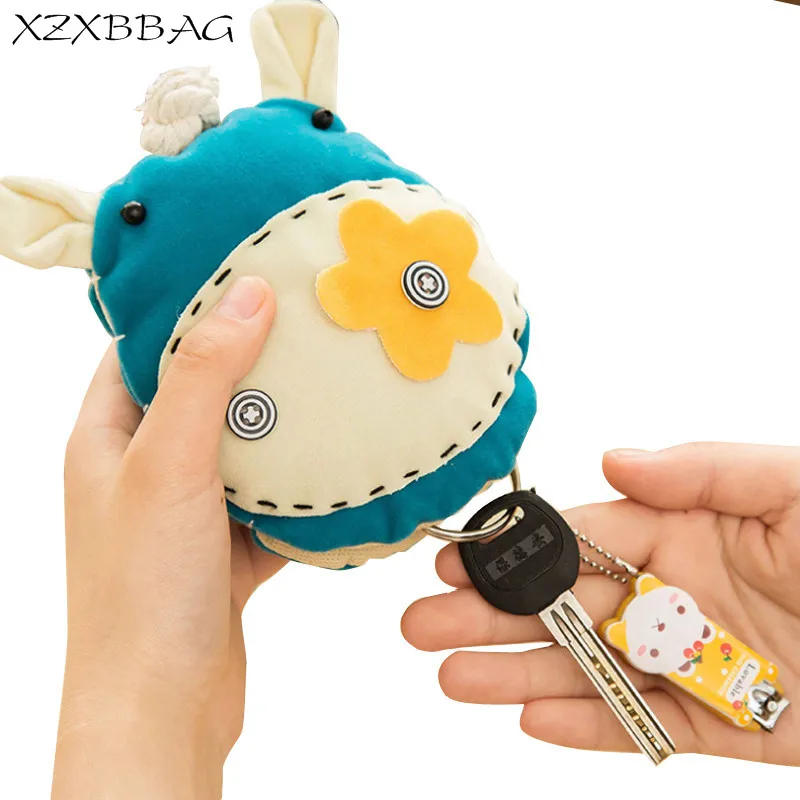 XZXBBAG Многофункциональный дымчатый тканевый чехол для ключей с кольцом милый