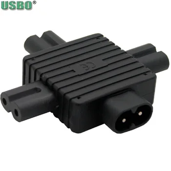 

Black 15A CE Copper IEC320 Male C8 to 3XC7 Female UPS PDU Power 4in1 Rewirable Connector Adaptor Plug Receptacle Socket Plug