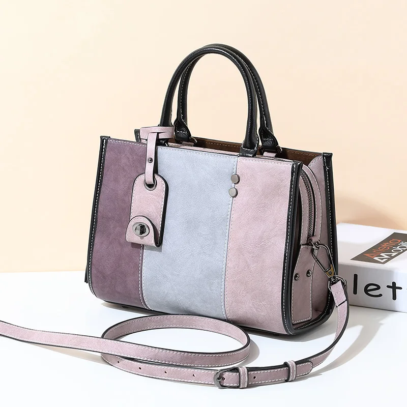 

Female Handbag Large Capacity Leather Totes Patchwork Fashion Crossbody Bags New Casual Shoulder Bag Women's Daily Commuting Bag