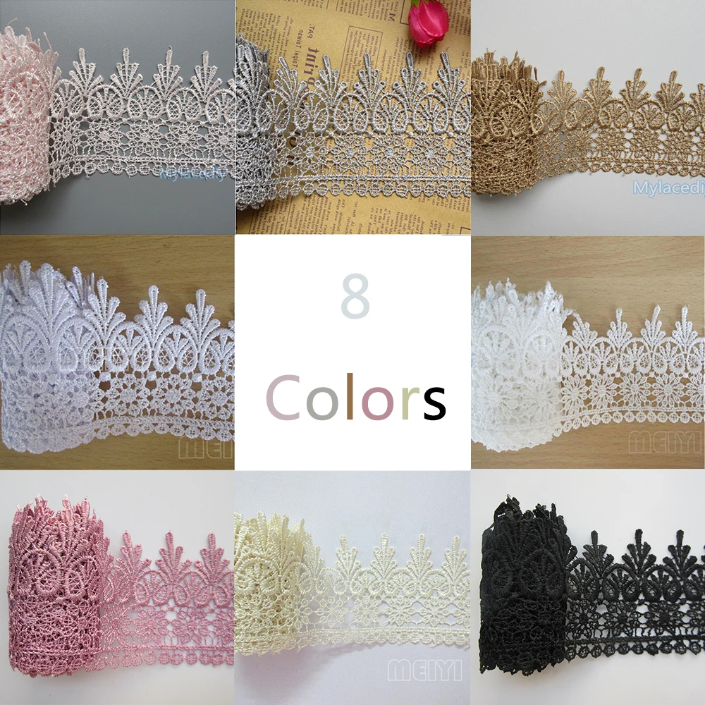 

2Meter 9cm 8 Color Polyester Floral Lace Edge Trim Ribbon Fabric Embroidered Applique Sewing Craft Crochet Wedding Dress Clothes
