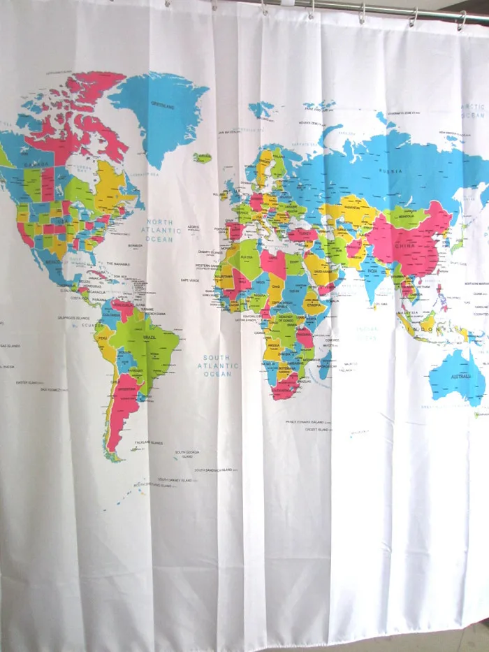 1pc Shower Curtain World Map Pattern Creative Shower