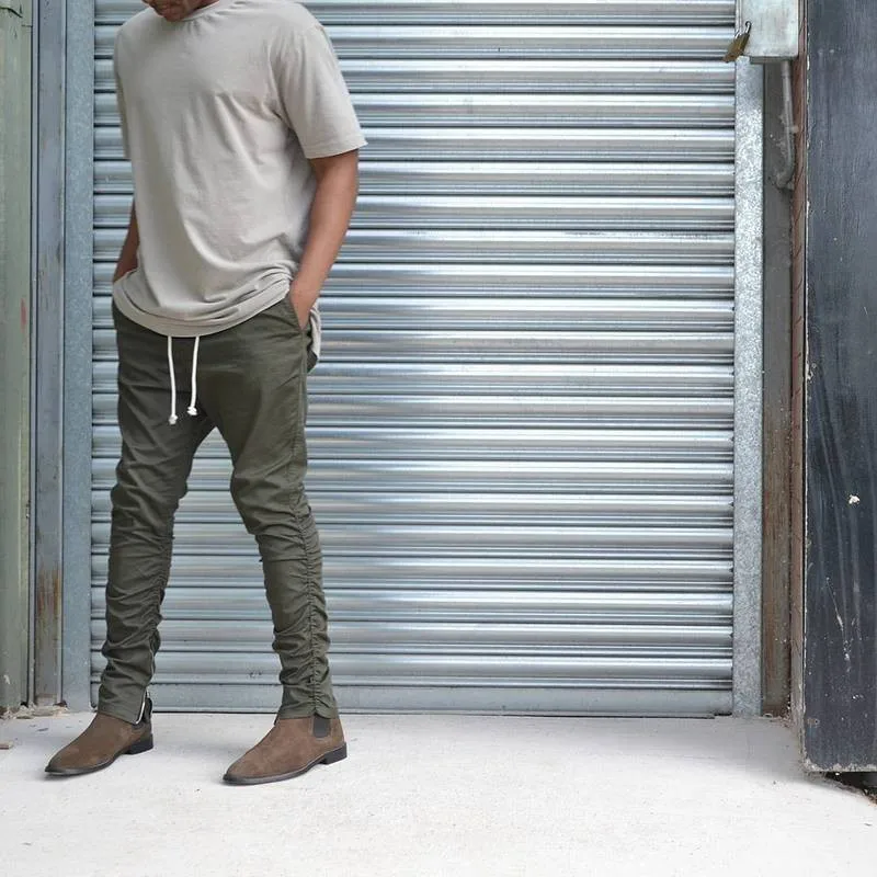DARK ICON High Street Denim с заниженным шаговым швом, шаровары, Мужские штаны на молнии, штаны в стиле хип-хоп, мужские брюки из хлопка, армейский зеленый/черный