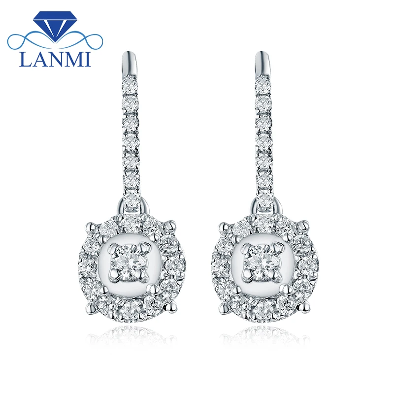 Luxury Si Diamond Stud Earring Real 18k White Gold Lovely Design For