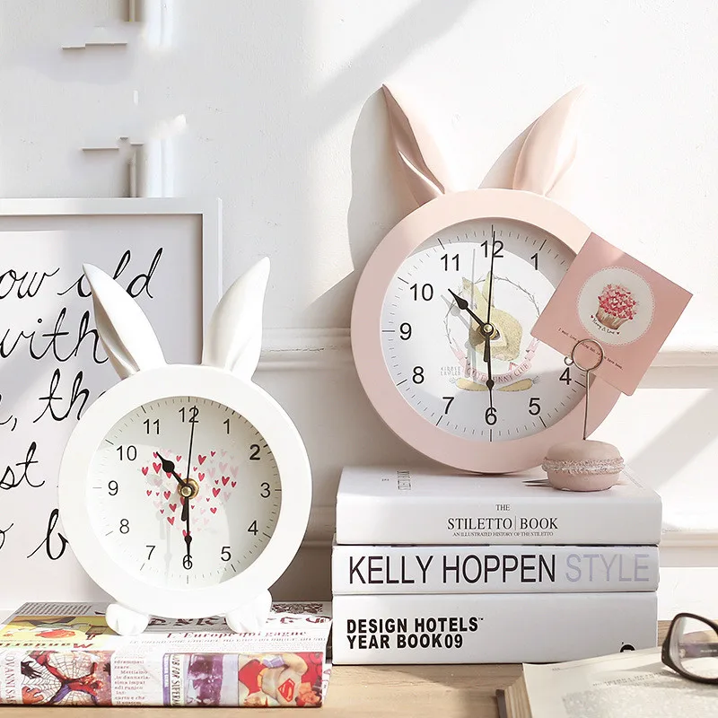 

European Creative Desktop Decoration Bedroom Alarm Clock Anna Ear To Listen To The Wooden Clock