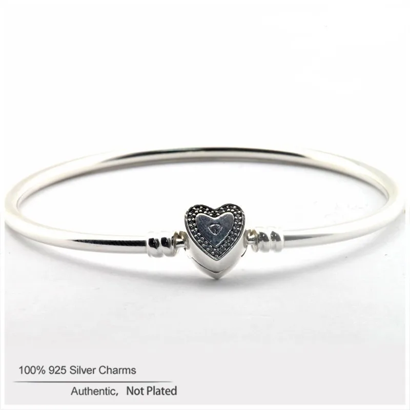 

Wishful Heart Moments Silver Bangle Fit Charms & Beads original 925 Sterling Silver Bracelets Female Fashion Bangle