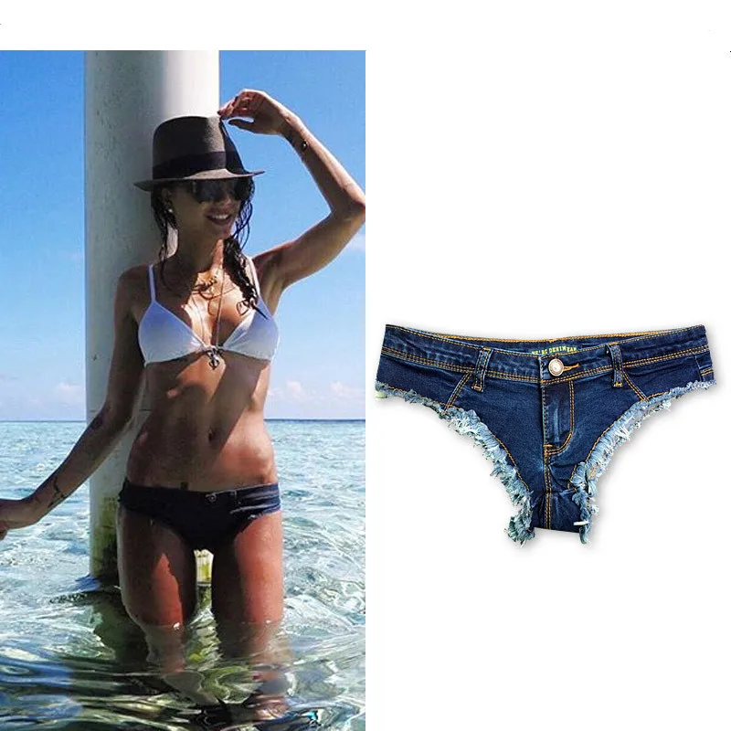Summer Sexy Low Waist Denim Women Jeans Skinny Elastic Mini Short Pants Hot Butt Tight Exposed Night Club Women Blue Pants Jeans (14)