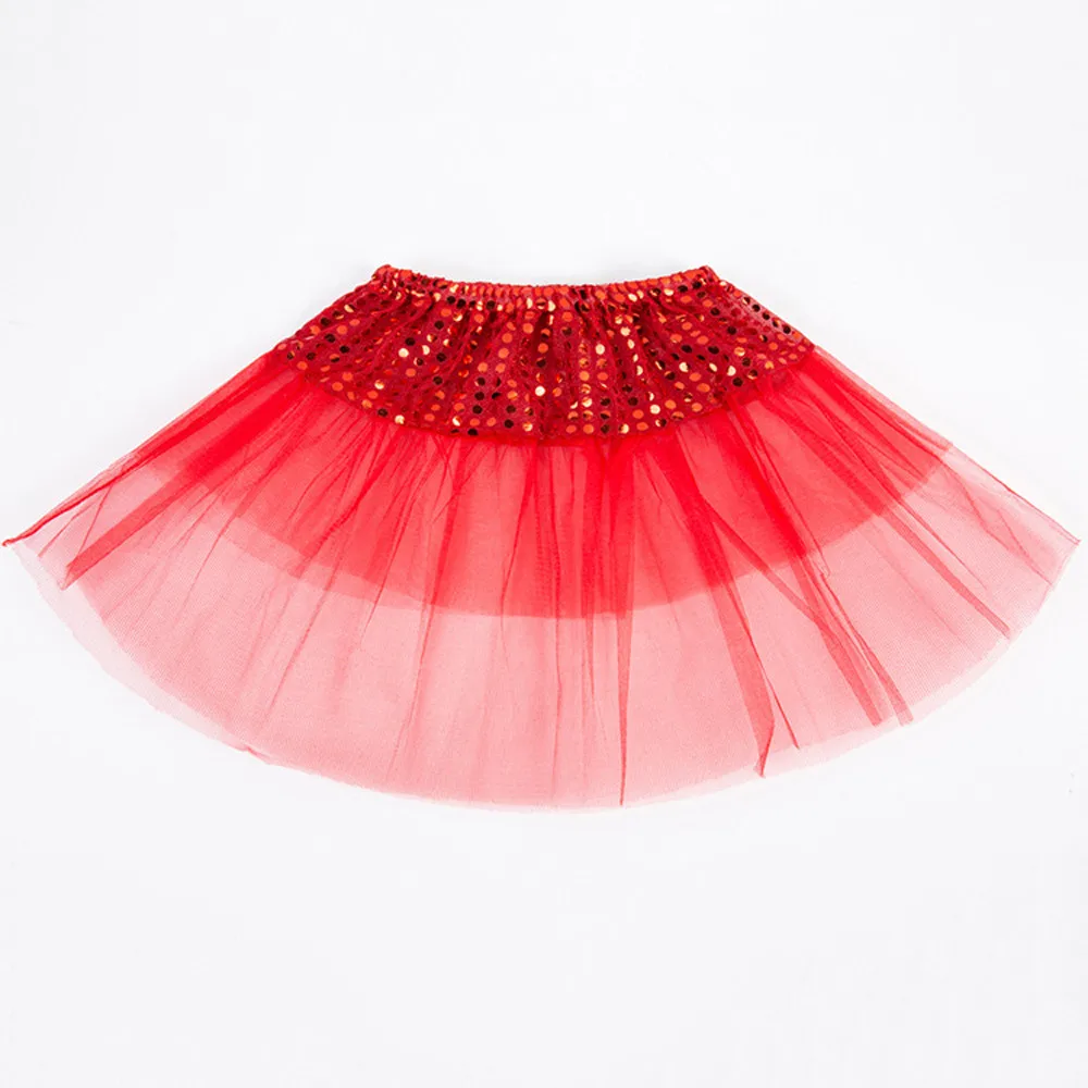 ARLONEET Todder/балетная юбка-пачка принцессы для маленьких девочек танцевальная одежда для девочек, костюм вечерние юбки юбка из сетчатой ткани с блестками J0607 - Цвет: RD