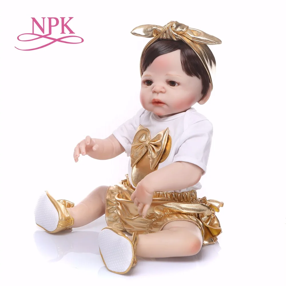 NPK Новое поступление 55 см Силиконовая полноразмерная Кукла Реборн настоящая