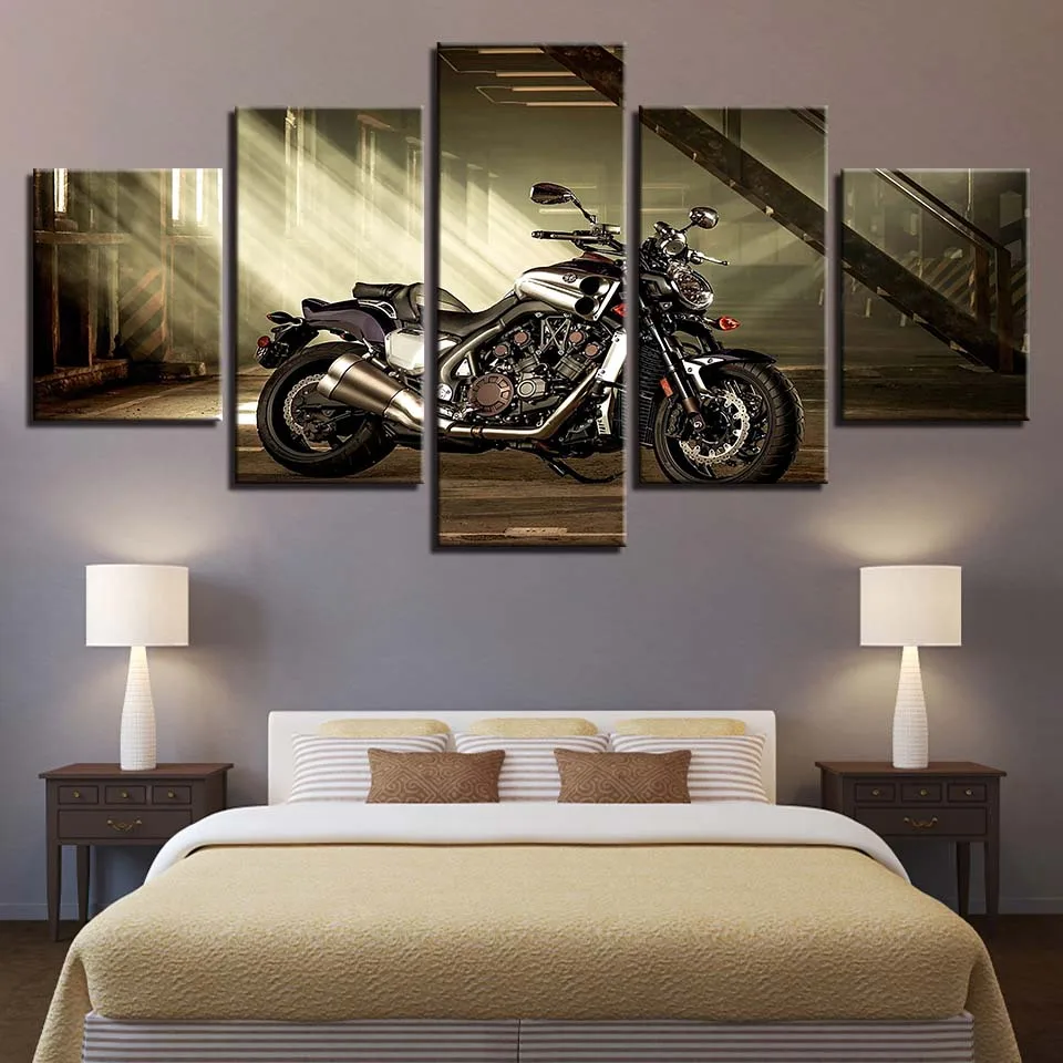 

Modular Pictures HD Prints Home Decor 5 Pieces Bedside Background Wall Art Motorcycle Canvas Painting Artwork Creative Poster