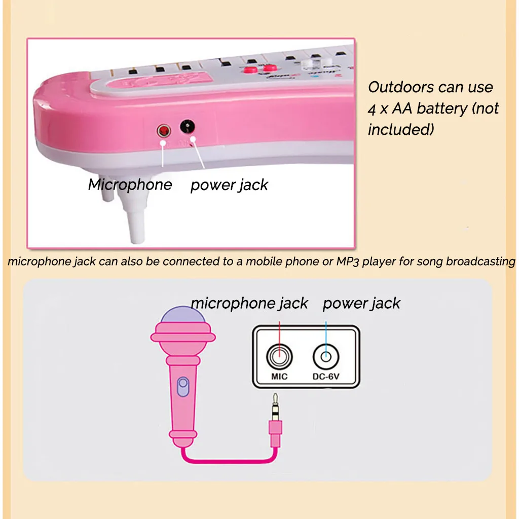 Музыкальные пианино инструменты для детей звуковые огни Дети от Аккумуляторы для микрофона клавиатуры Детские Младенцы для маленьких девочек