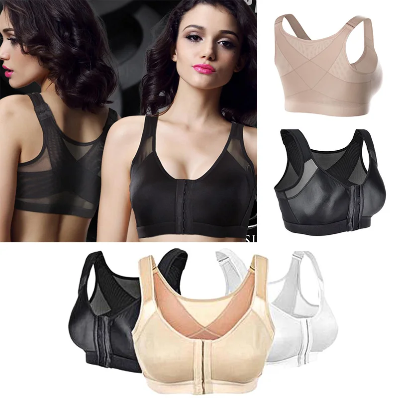 New Women Posture Corrector Sports Bra Back Support Wireless Shockproof