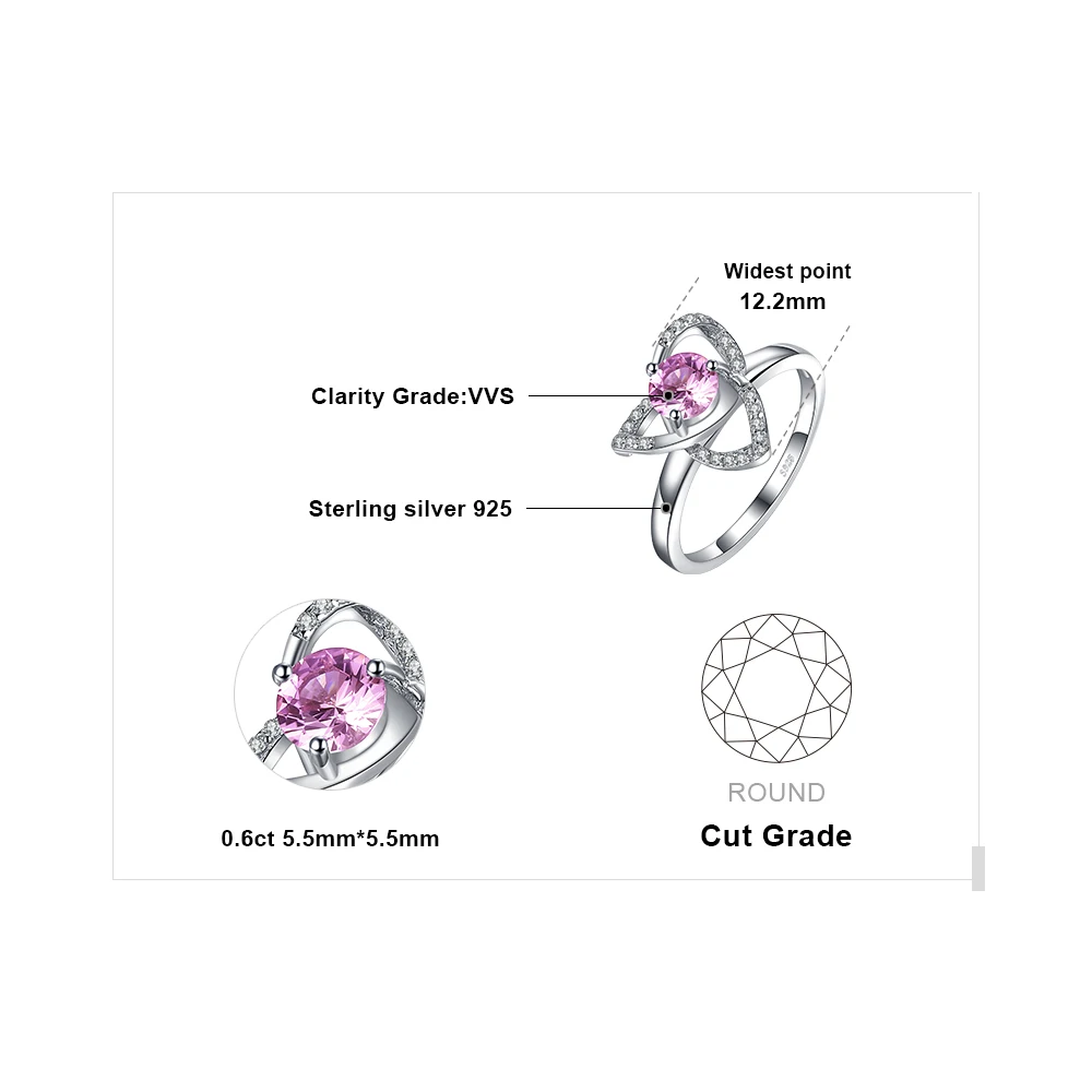 Ювелирное кольцо с троичным узлом, 3 лепестка, с розовым сапфиром, 925 пробы, серебро, для женщин, как красивые подарки, новинка, Лидер продаж