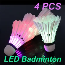 Hot Sale 4 Pcs Colorful LED Badminton Shuttlecock Bright In Night Outdoor Entertainment Sport Accessories In Night