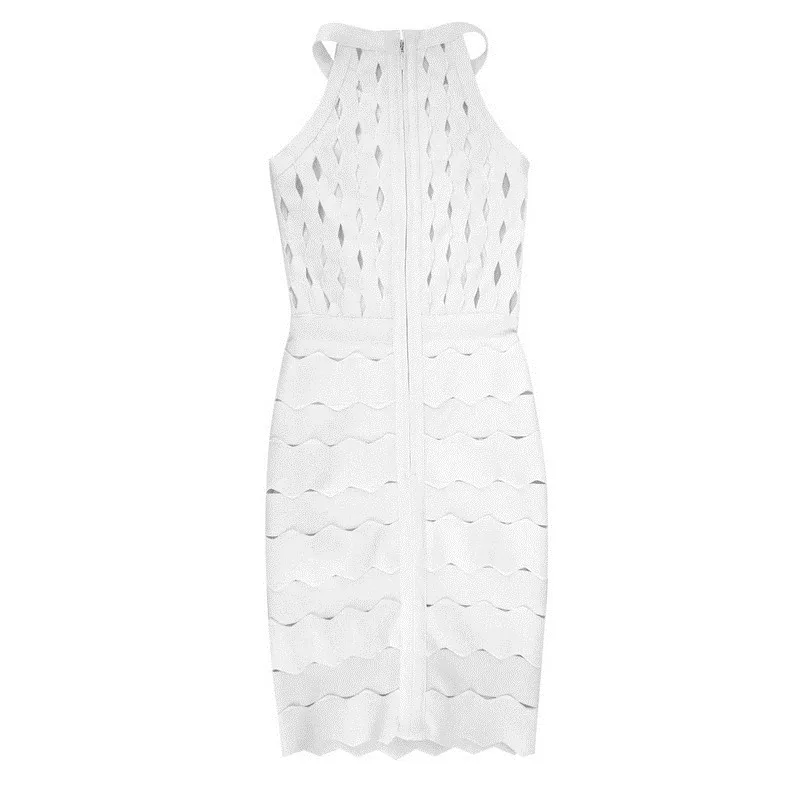 Fasciatura Fuori Scava Donne Di Unico Delle Mini Celebrità Maniche White Bianco Vestito Hl Dalla Estate Senza Cinghia nqCpRPR1