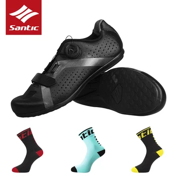 

SANTIC Cycling Bike Bicycle Shoes Sneaker Breathable Outdoor Sport Professional Road Bicycle Shoes Non-Slip No-Lock Equipment
