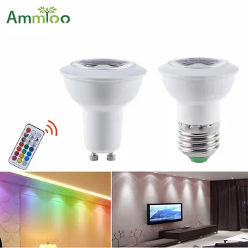 

RGBW RGBWW Led Soptlight Lamp E27 GU10 GU5.3 B22 3W Dimmable Led Bulbs 110V 220V Home Party Decoration Lights With 21key Remote