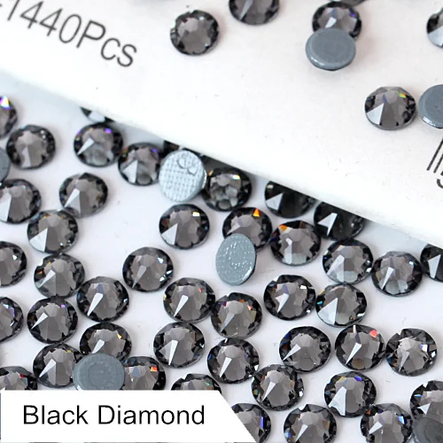 Высокое качество, 30 цветов, 16 граней, горячая фиксация, стразы, Кристалл, 144 шт, круглые, плоские с оборота, стекло, исправление камней, сделай сам одежда, B1134 - Цвет: Black Diamond