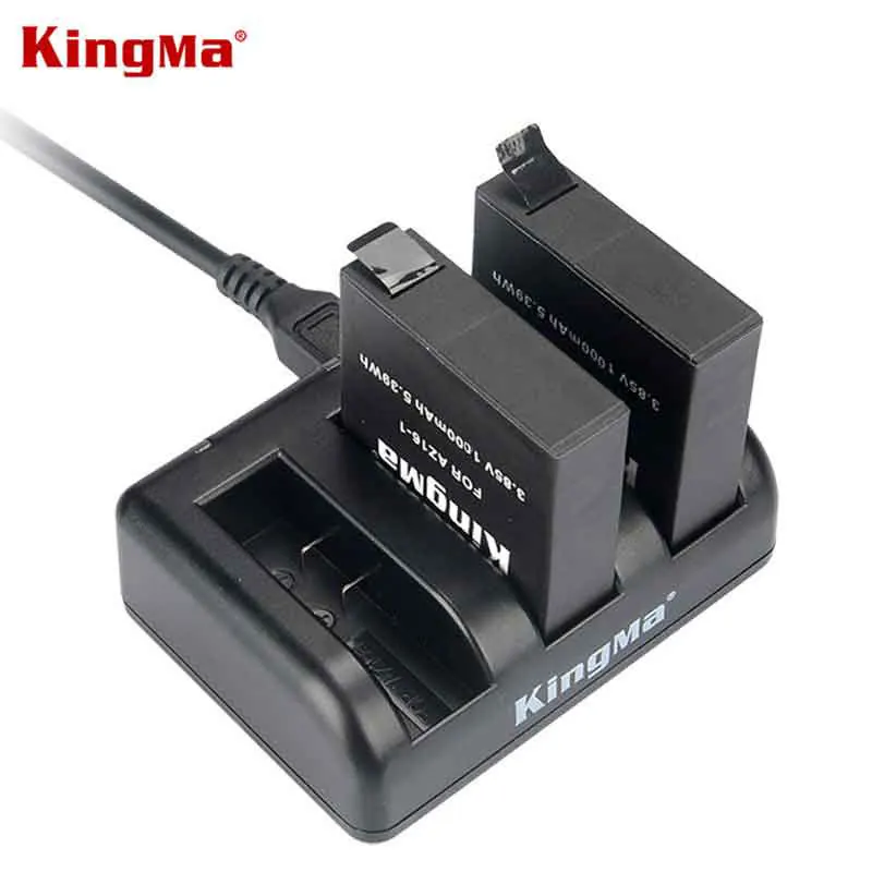 KingMa для Xiaomi YI 2 II 4K 1000mAh перезаряжаемая батарея(2-Pack) и двойное зарядное устройство USB для Xiaomi YI 4K Plus Action camera II 2