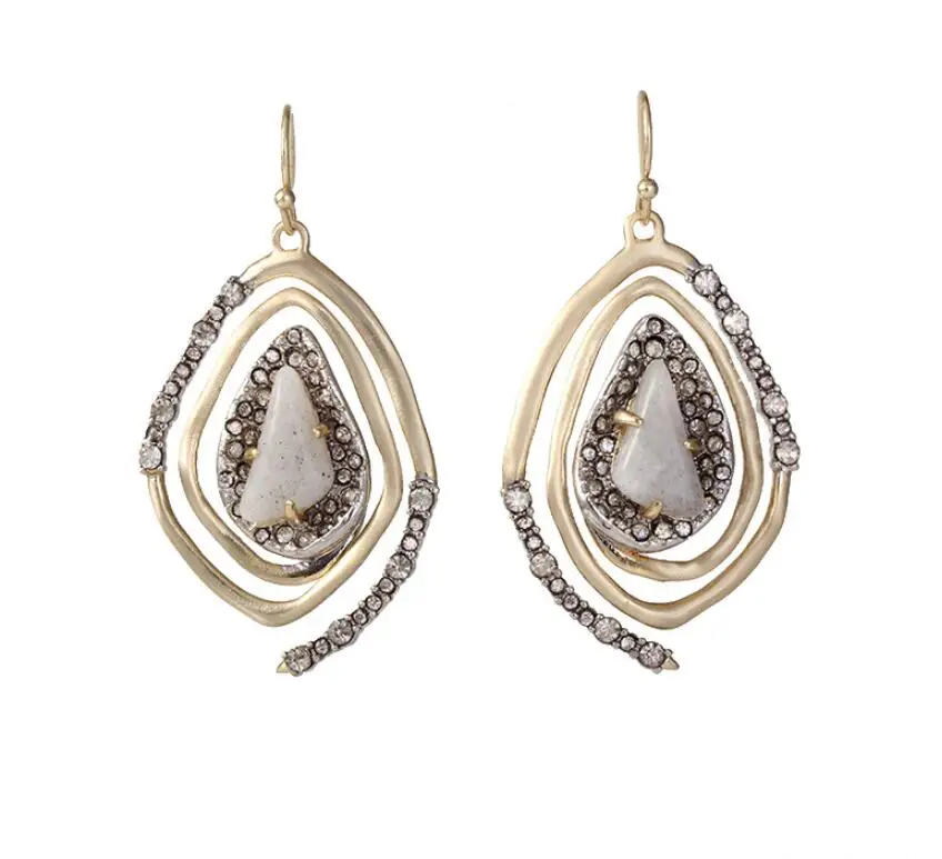 

CSxjd 2018 High quality luxury natural stone colorful female hook drop earrings