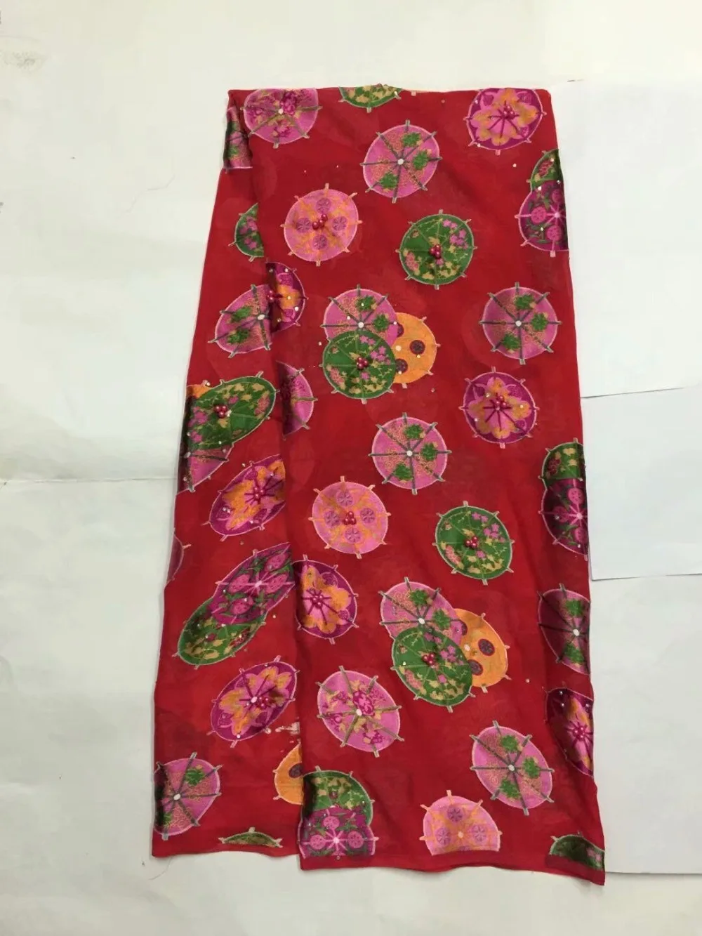 

Silk fabric With beads and stones printed Silk chiffon fabric nature silk Print Fabric Textile For Dress Cloth ,sell by 5Yards