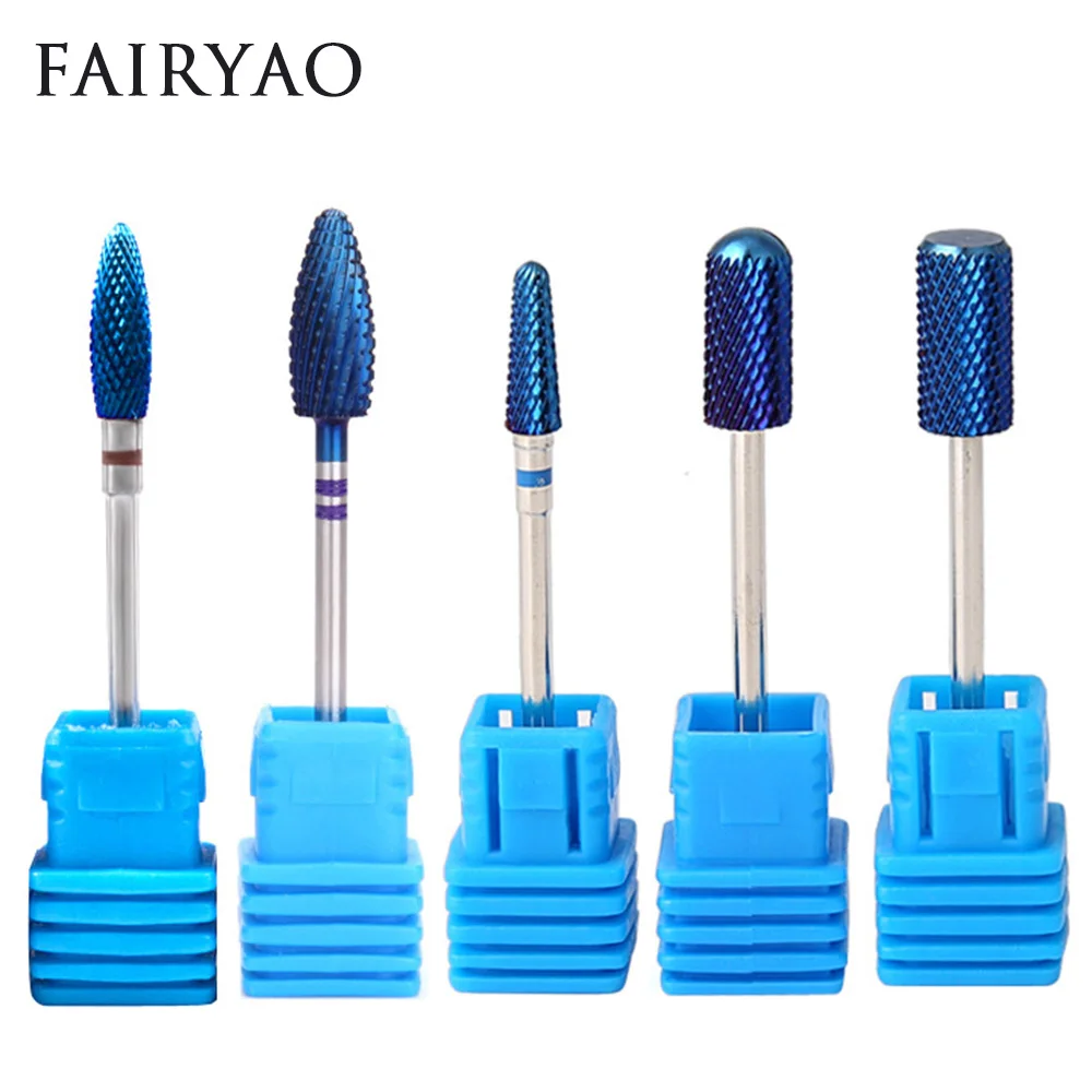 Ceramic 5 Type Blue Tungsten Carbide Burrs Nano Coating Nail Drill Bit