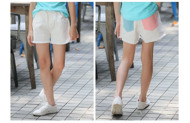 White Tassels Package Patchwork Denim Shorts For Teenage Girls Mid Waist Jeans Pants Clothing Fashion 2019 Children Summer Short (7).jpg