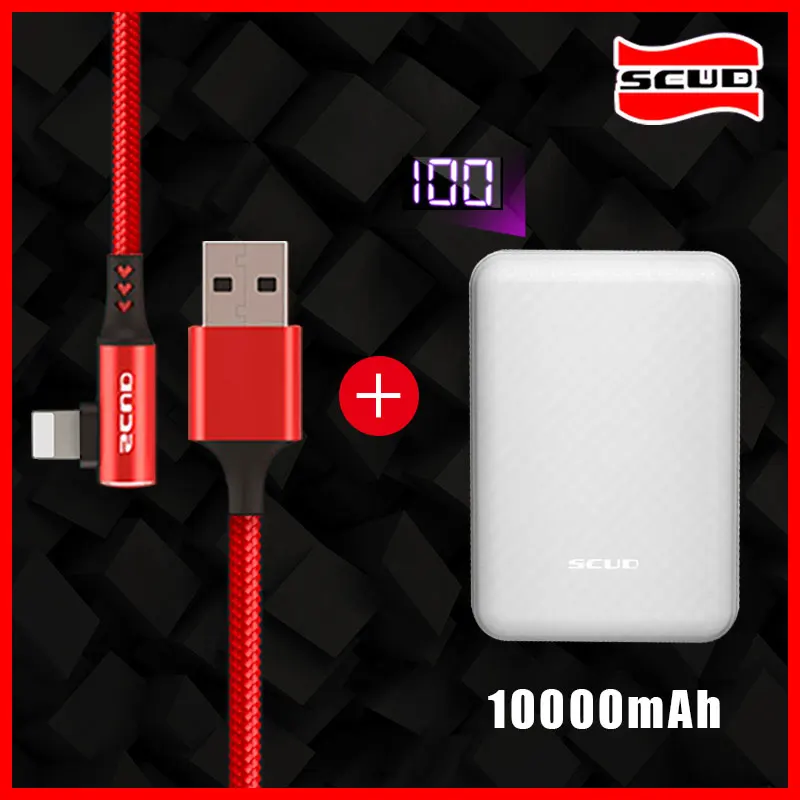 Scud mini power bank 10000 мАч + USB кабель со светодиодным цифровым дисплеем маленький тонкий
