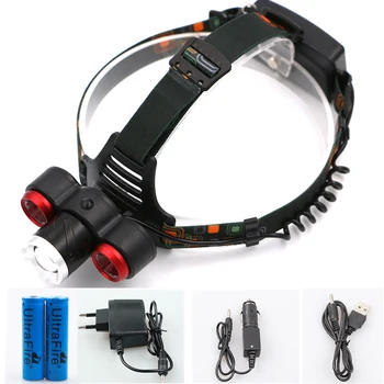

2017 3x LED Headlight 10000 Lumens CREE XM-L T6 Head Lamp High Power Light Lighting Headlamp + 18650 Battery +AC Car USB Charger