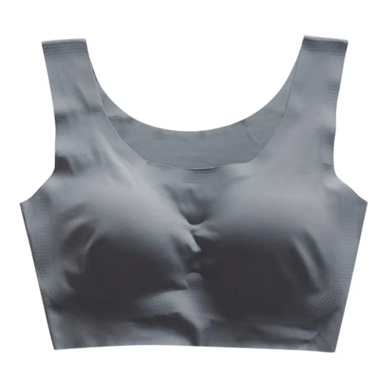 JLONG Wide Strap Glossy Solid Push Up Bra Fitness Vest Tops Wire Free