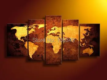 

100% hand painted OIL PAINTING ART pictures frame color Time map DECOR HOME wall art PAINTING DECOR 5pcs