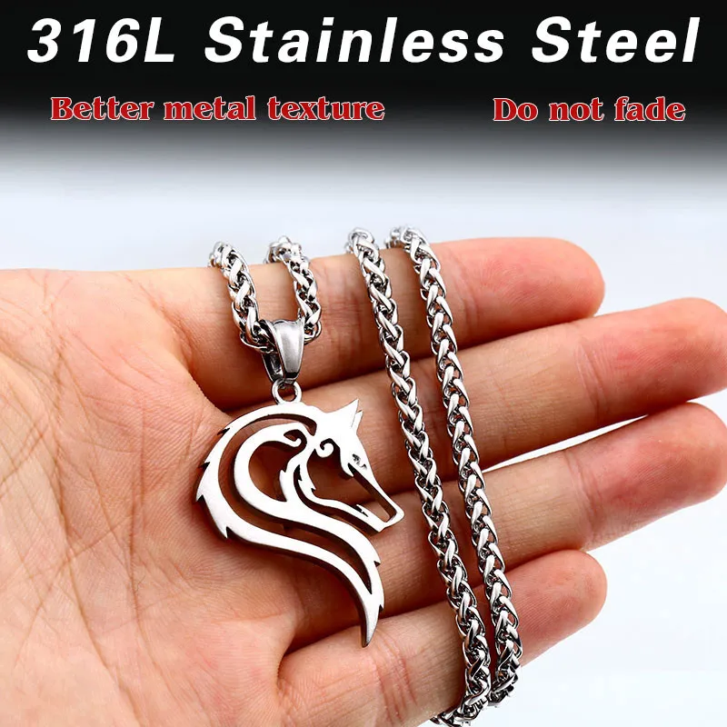 Beier 316L stainless steel dropshipping hot sell viking wolf men necklace celt wolf head pendant Fashion Jewelry LP302