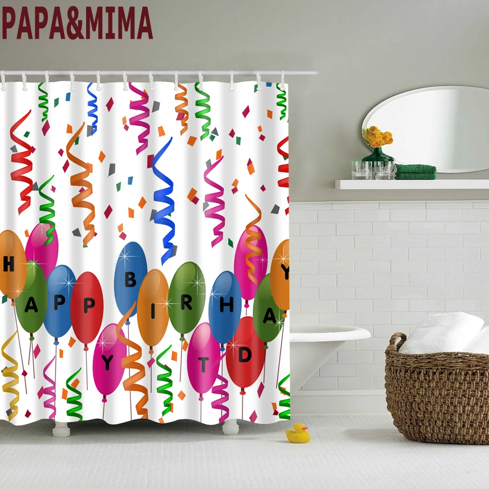 Papa&Mima balloons printed Waterproof Shower Curtains Polyester