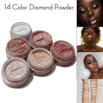 

19color Diamond glitter shimmer glow bronzer highlighter powder EyeShadow Pearl Loose Powder Glitter Pigment Face Easy Use Metal