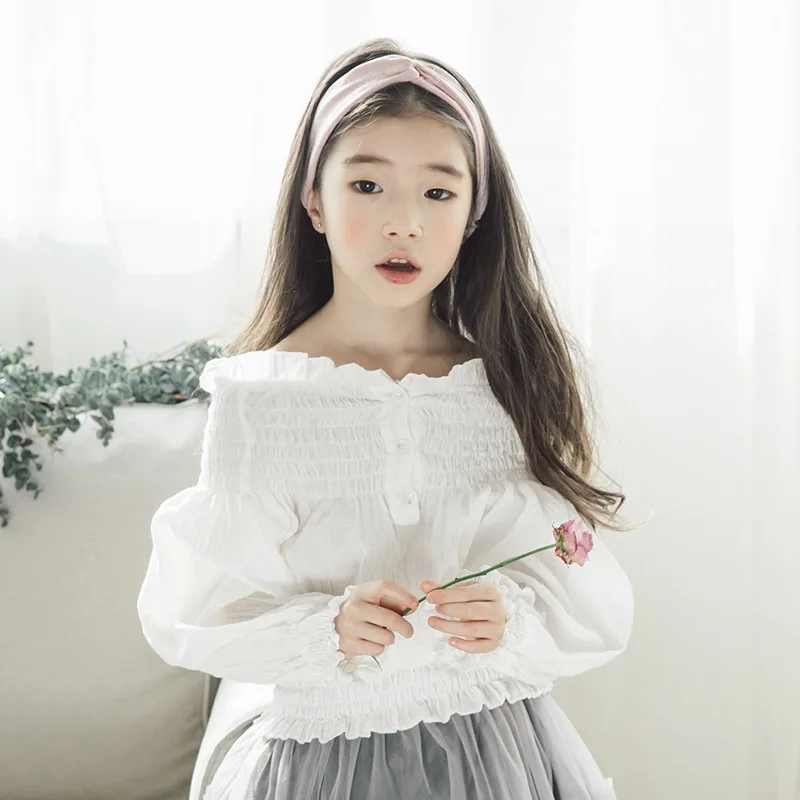 

2018 New Baby Cotton Blouses Kids Loose Tops Brand Girls Blouses Fungus Children Spring Strapless Tee Shirt Parent-child,2643