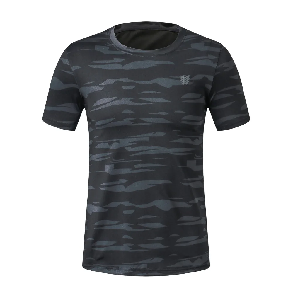 Камуфляжная футболка с короткими рукавами для фитнеса, для мужчин, Кроссфит, бодибилдинг, компрессионные футболки, одежда для занятий спортом