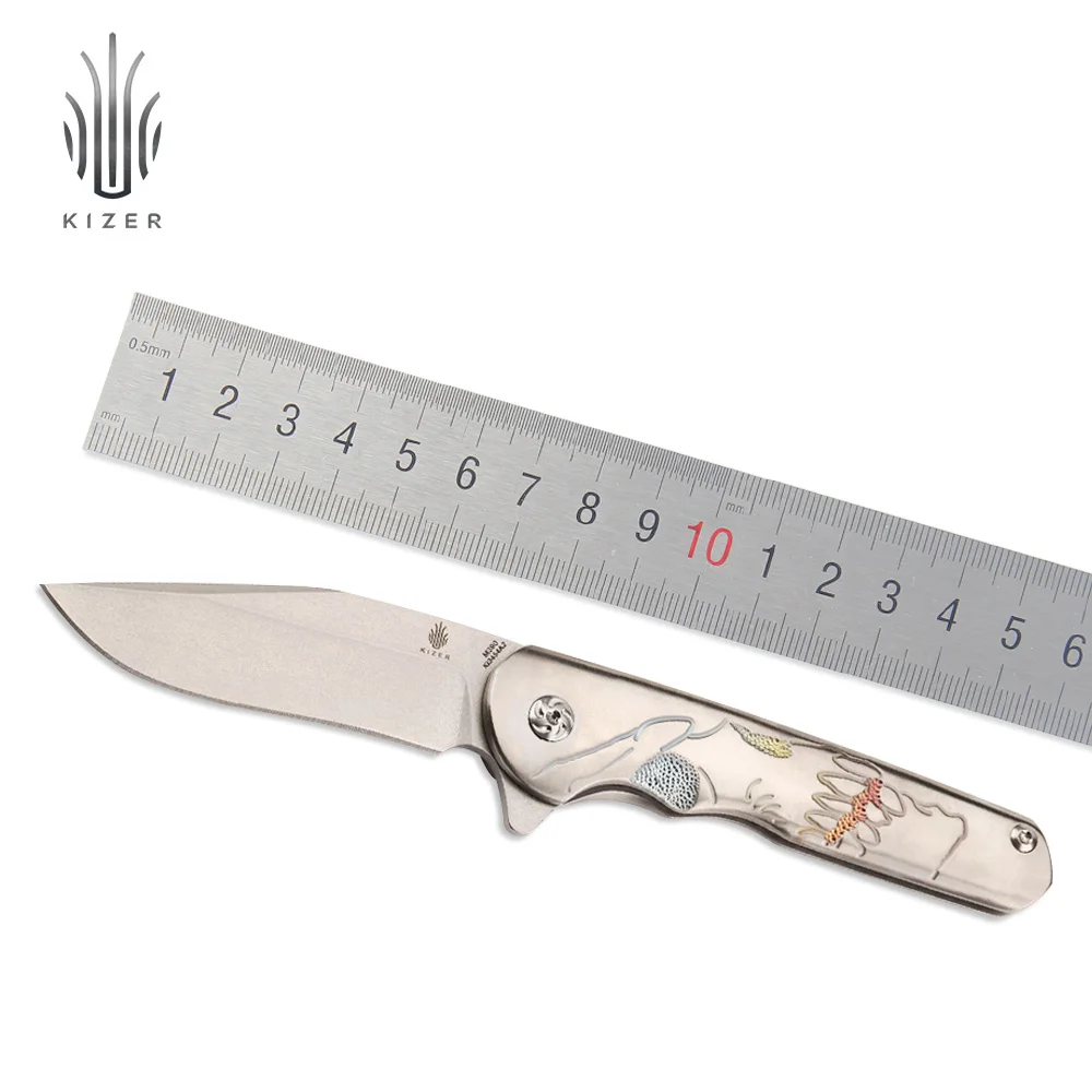

Kizer hunting knives mini knives top material M390 steel blade with titanium handle outdoor survival hand tool