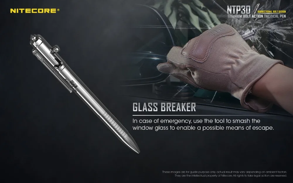 Nitecore NTP30 тактическая ручка для самозащиты инструменты из титанового сплава Эргономичный вольфрамовый стальной конический наконечник