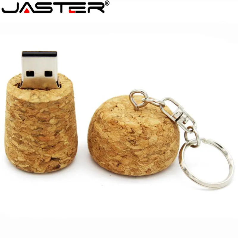 JASTER деревянная пробка USB флэш-накопитель с деревянной вилкой Флешка 8 ГБ 16 ГБ 32 ГБ 64 Гб карта памяти палочка для создания логотипа на заказ с брелком свадебный подарок