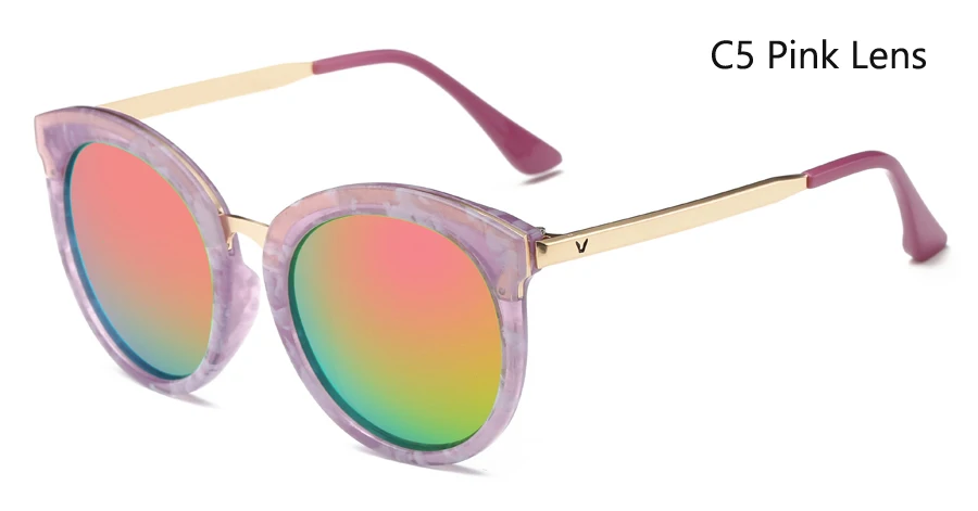 Круглый Детские поляризованные солнцезащитные очки для мальчиков и девочек UV400, круглые очки в стиле ретро, детские очки Мрамор оправа с зернышком детские очки - Цвет линз: C5