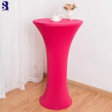 SunnyRain 4-Piece Party Stretch Tablecloth For Round Based Cocktail Table Spandex Table Cloth For Wedding Tight Fit Fitted event cocktail cloth decor homdox party table stretch bar tableware cover colors 4 solid wedding