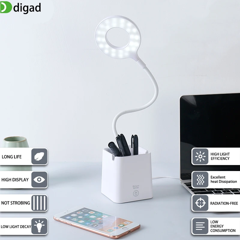 

Digad 3 Color Desk Lamp USB Led Table Lamp 28 LED Table Lamp with Clip Bed Reading Book Light LED Desk Lamp Table Touch 5 Modes
