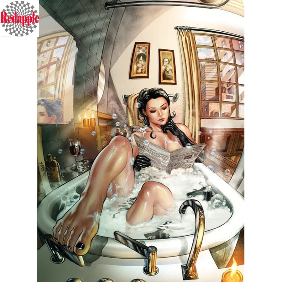 

Beautiful Diamond Embroidery Bath Chart DIY Diamond Painting full square Diamond Mosaic Crystal Cross Stitch home bathroom decor