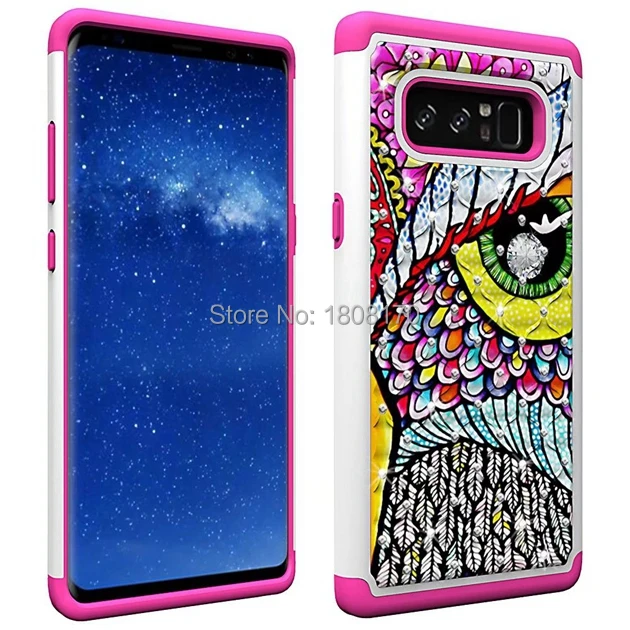 Note8 Bling Hybrid Панцири diamond чехол для Samsung Galaxy Note8 Примечание 8 Жесткий ПК Мягкий противоударный тонкий сотовый телефон кожи крышка 50 шт