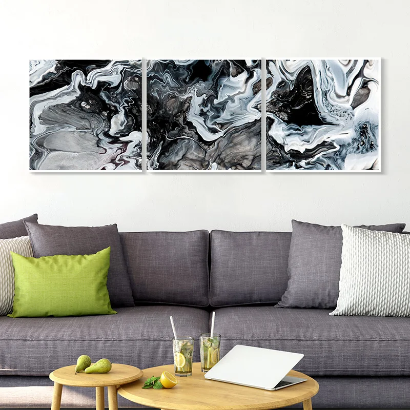 Abstract painting 3 panels split canvas paintings for living room with