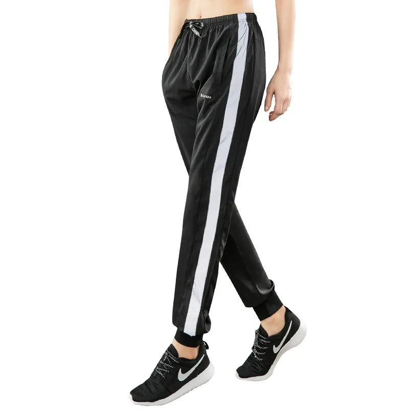 

Women Loose Small Leg Open Running Pants Breathable Quick Dry Side Stripe Jogging Pants Women Gym Yoga Training Sports Trousers