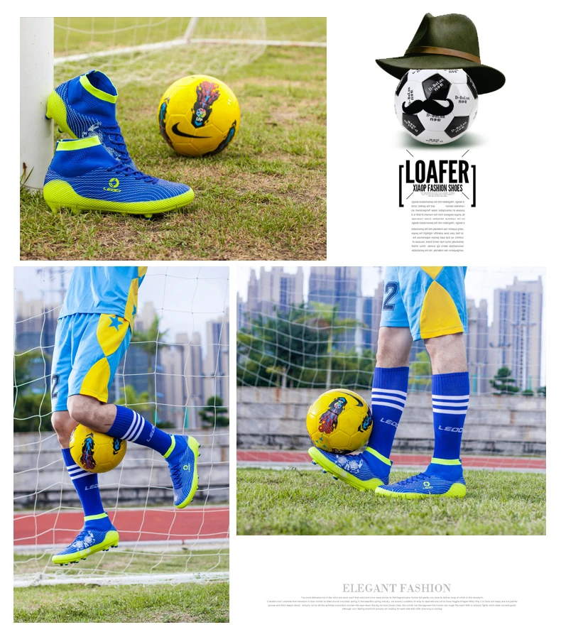 LEOCI Soccer Boots Men's High Ankle TF/SG Sole Outdoor Football Boys Cleats Adult Futzalki Trainer Sports Football Sneakers Kids